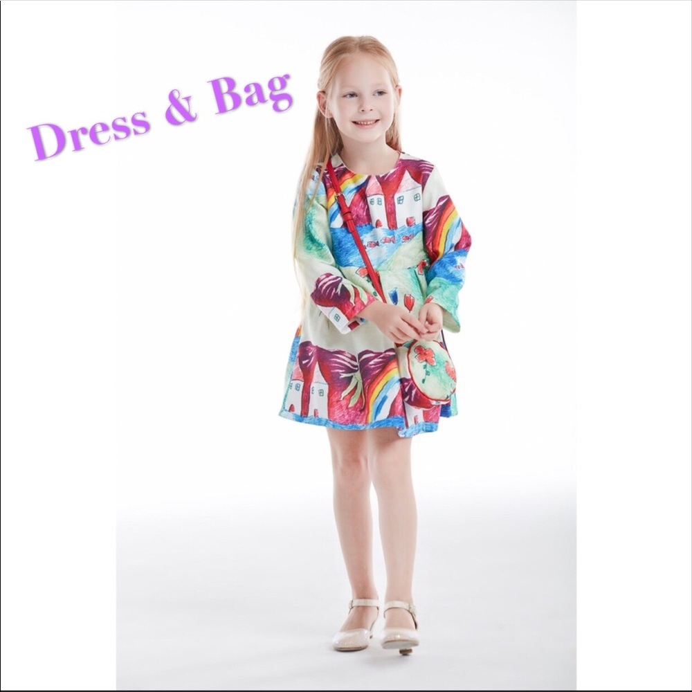 Girls fashion party dress with matching crossbag